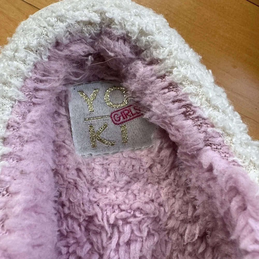 Yoki Cream and Pink Fuzzy Slippers